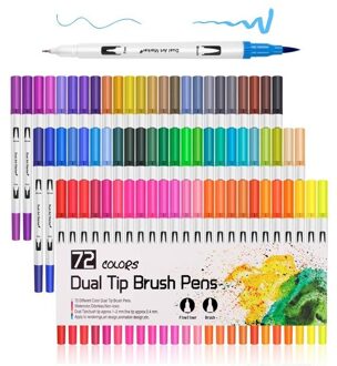 Touchnew Dual Tip Borstel Marker Pennen Fineliner Pennen Aquarel Tekening Marker Voor Colouring 72 kleuren