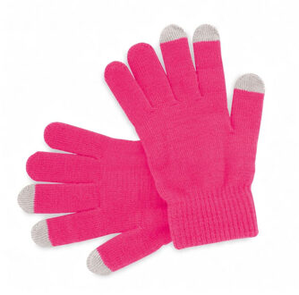 Touchscreen smartphone handschoenen - fuchsia - volwassenen/kinderen - acryl - one size S/M