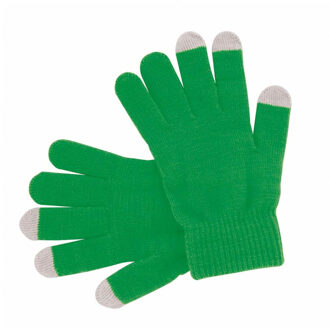 Touchscreen smartphone handschoenen - groen - volwassenen/kinderen - acryl - one size S/M