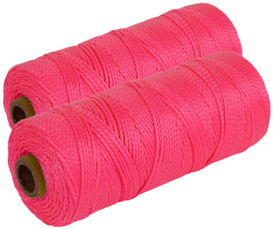 Touw - 2x - roze - 1.5mm x 200 m - uitzetkoord - metselkoord - uitzetdraad - bestrating/tegelen