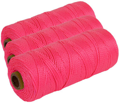 Touw - 3x - roze - 1.5mm x 200 m - uitzetkoord - metselkoord - uitzetdraad - bestrating/tegelen