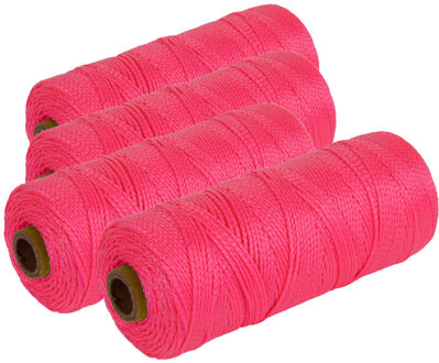 Touw - 4x - roze - 1.5mm x 200 m - uitzetkoord - metselkoord - uitzetdraad - bestrating/tegelen