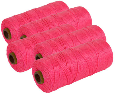 Touw - 5x - roze - 1.5mm x 200 m - uitzetkoord - metselkoord - uitzetdraad - bestrating/tegelen