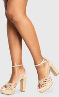 Touw Uitgesneden Detail Platform Espadrille Hakken, Natural - 40