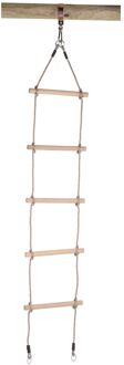 Touwladder Met 5 Houten Treden Beige