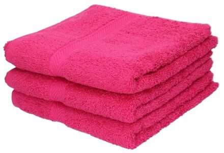 Towelcity 3x Badkamer/douche handdoeken fuchsia roze 50 x 90 cm - Badhanddoek