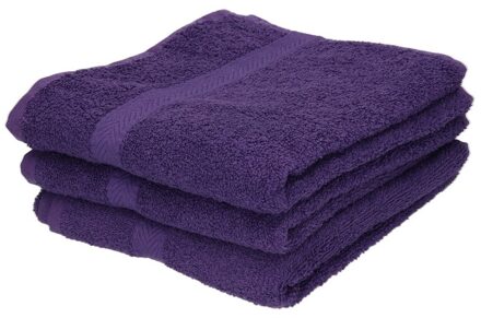 Towelcity 3x Badkamer/douche handdoeken paars 50 x 90 cm - Badhanddoek