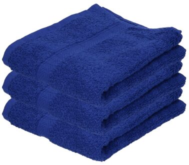 Towelcity 3x Luxe handdoeken blauw 50 x 90 cm 550 grams - Badkamer textiel badhanddoeken