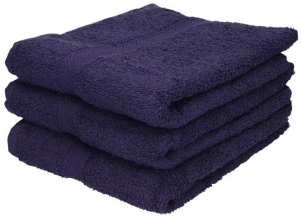 Towelcity 3x Luxe handdoeken navy blauw 50 x 90 cm 550 grams - Badhanddoek