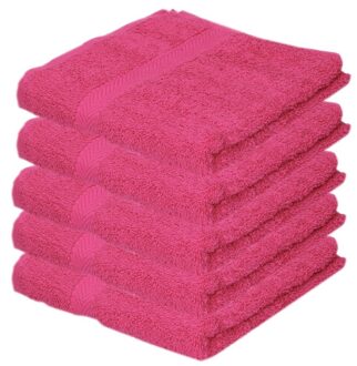 Towelcity 5x Badkamer/douche handdoeken fuchsia roze 50 x 90 cm - Badhanddoek