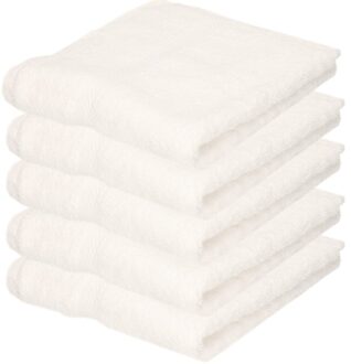 Towelcity 5x Badkamer/douche handdoeken wit 50 x 90 cm - Badhanddoek