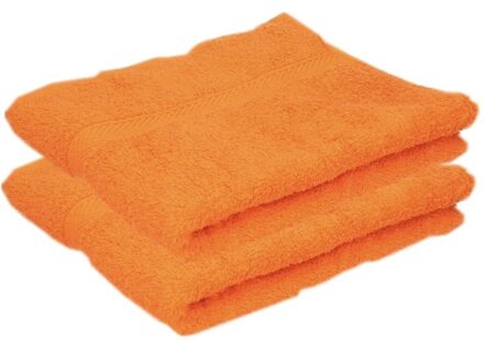 Towelcity Luxe badhanddoek - 2x - oranje - 50 x 90 cm - 550 grams - Badkamer textiel - Katoen