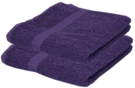 Towelcity Luxe badhanddoek - 2x - paars - 50 x 90 cm - 550 grams - Badkamer textiel - Katoen