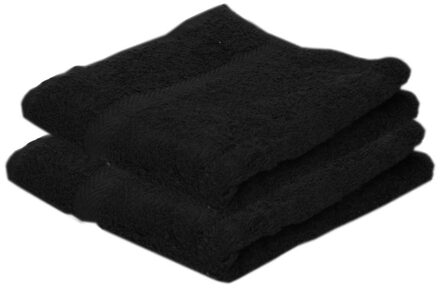 Towelcity Luxe badhanddoek - 2x - zwart - 50 x 90 cm - 550 grams - Badkamer textiel - Katoen