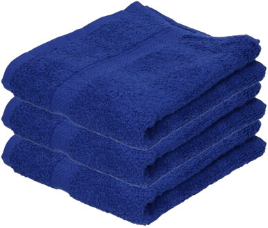 Towelcity Luxe badhanddoek - 3x - blauw - 50 x 90 cm - 550 grams - Badkamer textiel - Katoen