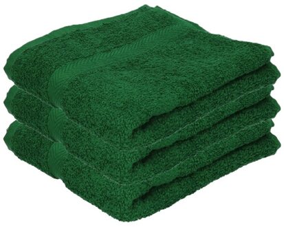 Towelcity Luxe badhanddoek - 3x - donkergroen - 50 x 90 cm - 550 grams - Badkamer textiel - Katoen