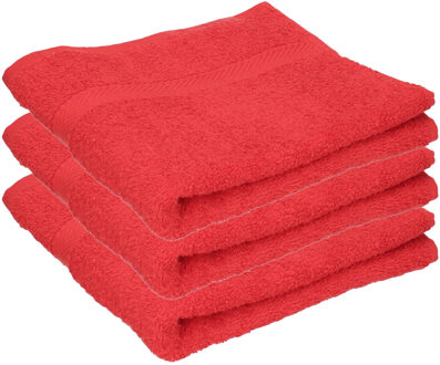 Towelcity Luxe badhanddoek - 3x - rood - 50 x 90 cm - 550 grams - Badkamer textiel - Katoen