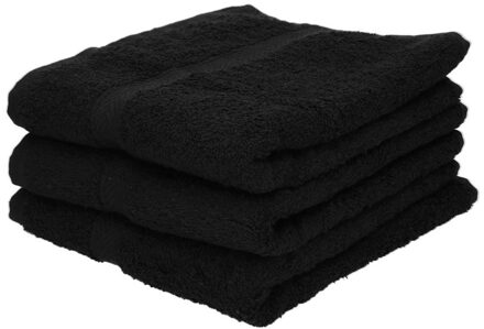 Towelcity Luxe badhanddoek - 3x - zwart - 50 x 90 cm - 550 grams - Badkamer textiel - Katoen