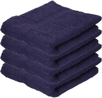 Towelcity Luxe badhanddoek - 4x - navy - 50 x 90 cm - 550 grams - Badkamer textiel - Katoen