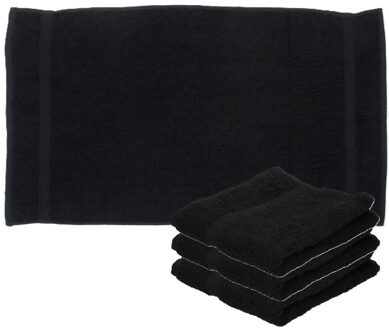 Towelcity Luxe badhanddoek - 4x - zwart - 50 x 90 cm - 550 grams - Badkamer textiel - Katoen