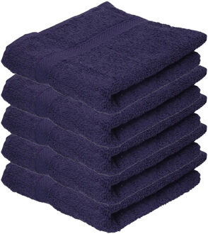 Towelcity Luxe badhanddoek - 5x - navy - 50 x 90 cm - 550 grams - Badkamer textiel - Katoen