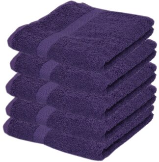 Towelcity Luxe badhanddoek - 5x - paars - 50 x 90 cm - 550 grams - Badkamer textiel - Katoen