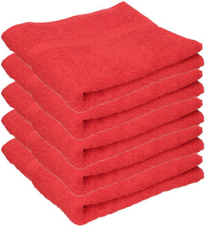 Towelcity Luxe badhanddoek - 5x - rood - 50 x 90 cm - 550 grams - Badkamer textiel - Katoen
