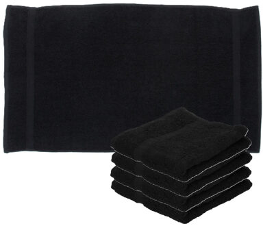Towelcity Luxe badhanddoek - 5x - zwart - 50 x 90 cm - 550 grams - Badkamer textiel - Katoen