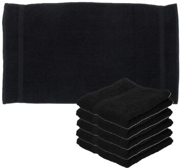 Towelcity Luxe badhanddoek - 6x - zwart - 50 x 90 cm - 550 grams - Badkamer textiel - Katoen