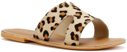 Tower Footwear Cut Out Dames Muiltjes Van Beige Leer - maat