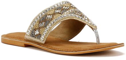 Tower Footwear Wide Vamp Toepost Vrouwen Gouden Sandalen - EU 42 / UK 8