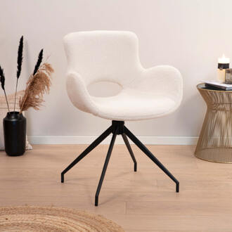 Tower Living Draaibare Eetkamerstoel 'Campo' Teddy, kleur Wit