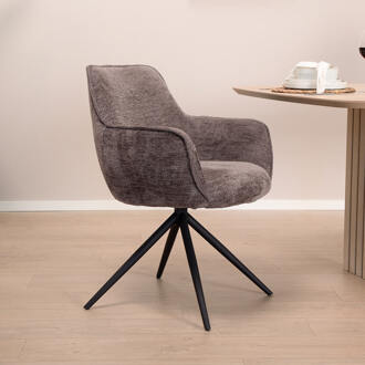 Tower Living Draaibare Eetkamerstoel 'Fondo' Chenille, kleur Antraciet