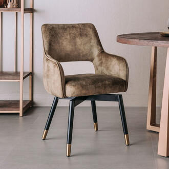 Tower Living Draaibare Eetkamerstoel 'Lenno' Velvet, kleur Groen