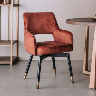 Tower Living Draaibare Eetkamerstoel 'Lenno' Velvet, kleur Koper