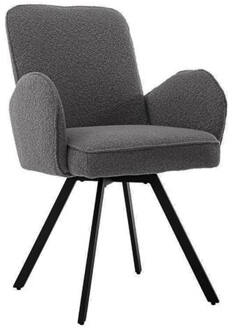 Tower Living Draaibare Eetkamerstoel 'Livo' Bouclé, kleur Antraciet