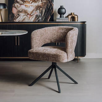 Tower Living Draaibare Eetkamerstoel 'Mura' Chenille, kleur Cappuccino