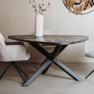 Tower Living Driehoekige Eettafel 'Trivero' Mangohout, 150 x 150cm, kleur Zwart