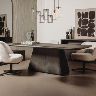 Tower Living Eettafel 'Asti' Mangohout, 180 x 100cm, kleur Zwart - 180 x 100 cm