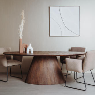 Tower Living Ovale Eettafel 'Premana' Mangohout, 240 x 120cm, kleur Bruin