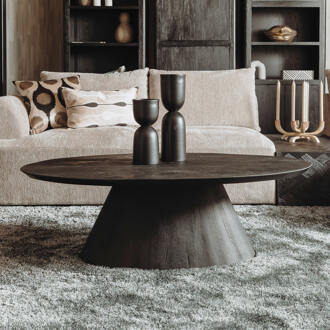 Tower Living Ovale Salontafel 'Premana' Mangohout, 135 x 75cm, kleur Zwart