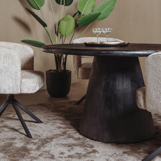 Tower Living Ronde Eettafel 'Asti' Mangohout, 130cm, kleur Zwart - 130 cm