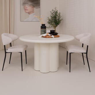 Tower Living Ronde Eettafel 'Melzo' 130cm, kleur Wit - 130 cm