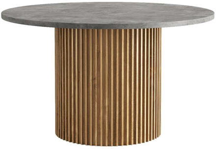 Tower Living Ronde Eettafel 'Palazzo' Teakhout en mineraal stucwerk, 130cm - 130 cm