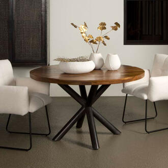 Tower Living Ronde Eettafel 'Selva' Mangohout, ø130cm, kleur Naturel - 130 cm