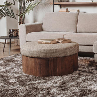 Tower Living Ronde Salontafel 'Ossana' Mangohout en stof, 80cm, kleur Groen - 80 cm