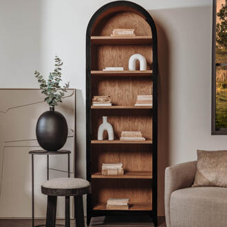 Tower Living Wandkast 'Rotondi' Mangohout en eikenfineer, 220 x 70cm, kleur Zwart