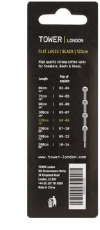 Tower London Zwarte platte veters (120cm)