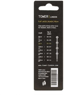 Tower London Zwarte platte veters (90cm)