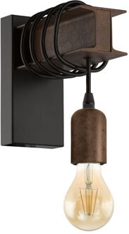 Townshend 4 Wandlamp - E27 - 19 cm - Zwart/Bruin